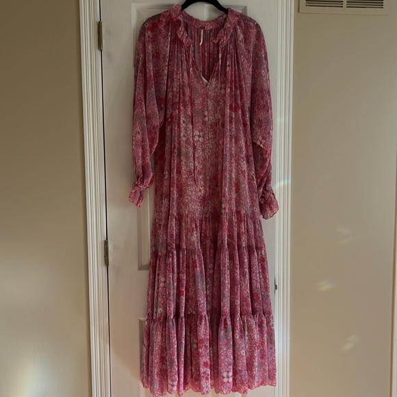 Free People Feeling Groovy Pink Maxi Dress Sz Small - Picture 6 of 7